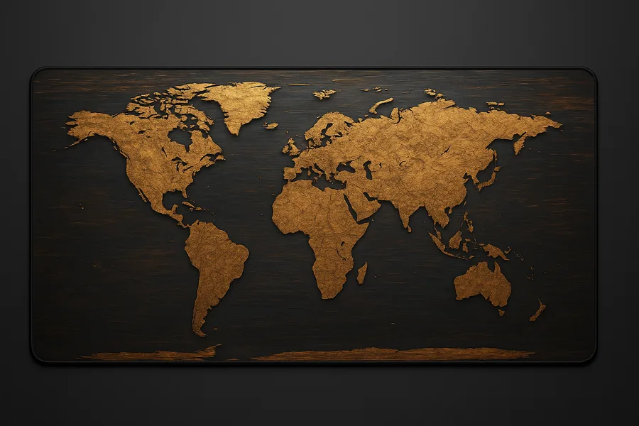 World Map — XXL gaming desk mat, 36x16 inches